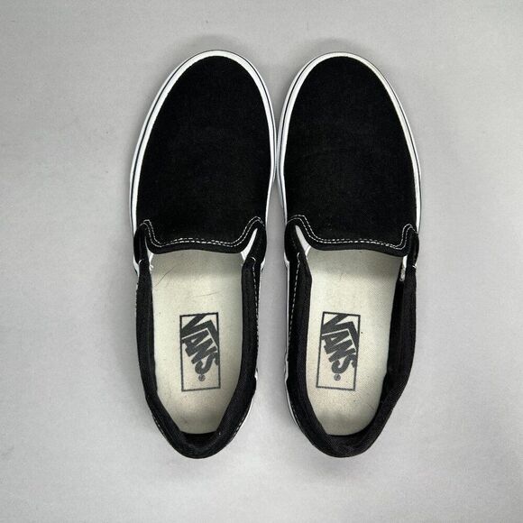 Vans Shoes Women's‎ Size 7 Black Canvas Low Slip On Skate Sneakers - Picture 8 of 11